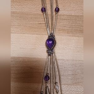 Vintage Carolyn Pollack QT Liquid Silver Amethyst And Pearl Necklace